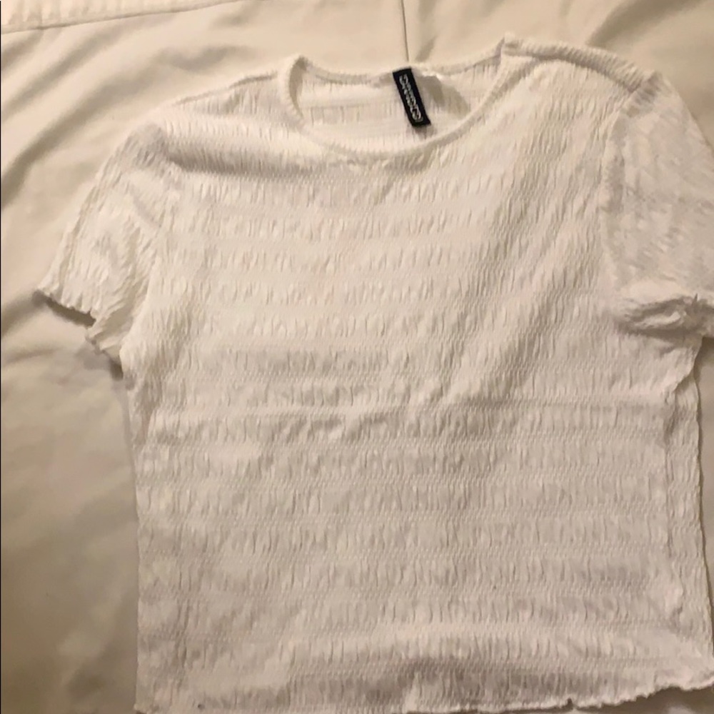 White crop ruffle top